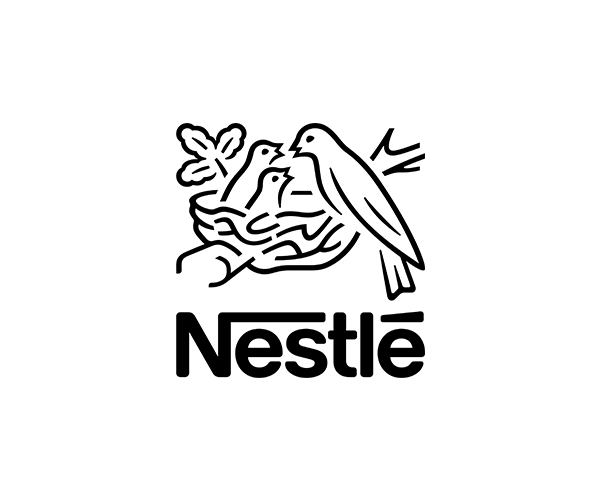 Nestle logo in black and white showcased by a change leader.